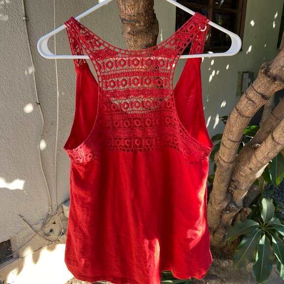 Women's Lucky Brand Red Racer Back Crochet Back Tank Top Size X-Large - Picture 5 of 7
